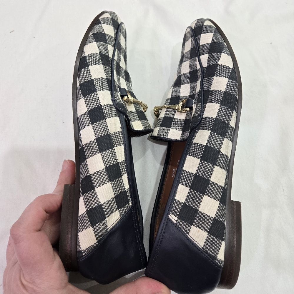 Coach Haley Gingham Loafers navy size 9B - Picture 5 of 10
